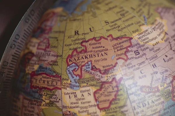 Closeup shot of countries on the desk globe — 스톡 사진