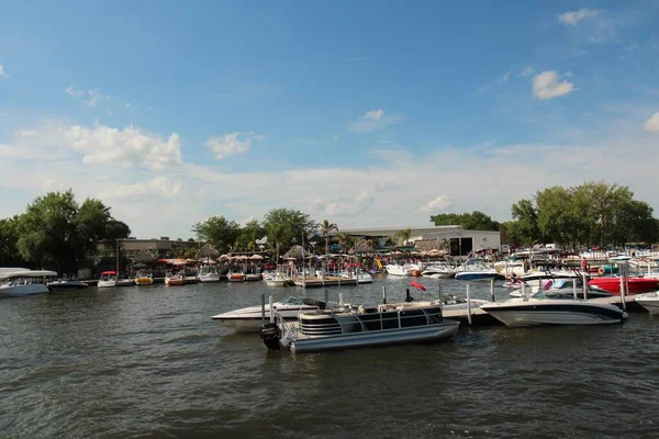 stock image Boats on a beautiful lake taken in Iowa