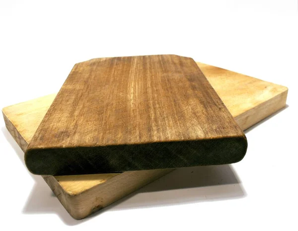 Dwie Drewniane Deski Rozdrabniające Izolowane Białym Tle — Zdjęcie stockowe