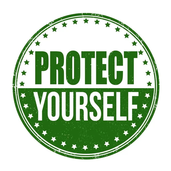 Illustration Green Protect Yourself Sign Stamp Isolated White Background — Stock Photo, Image