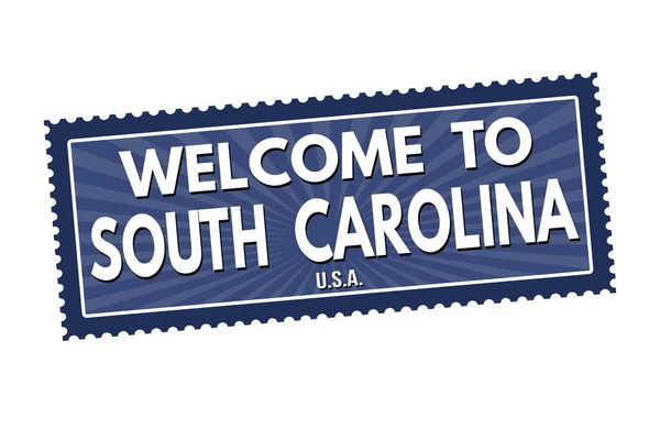 Illustration Blue Welcome South Carolina Sign Stamp Isolated White Background — Stock Photo, Image