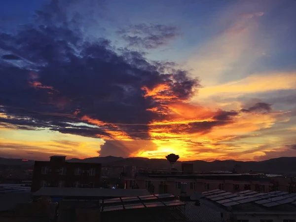 Beautiful View Colorful Sky City Sunset — Stock Photo, Image