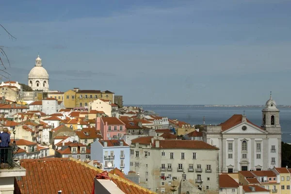 Vista Das Ruas Edifícios Bela Cidade Lisboa Portugal Capturou Num — Fotografia de Stock