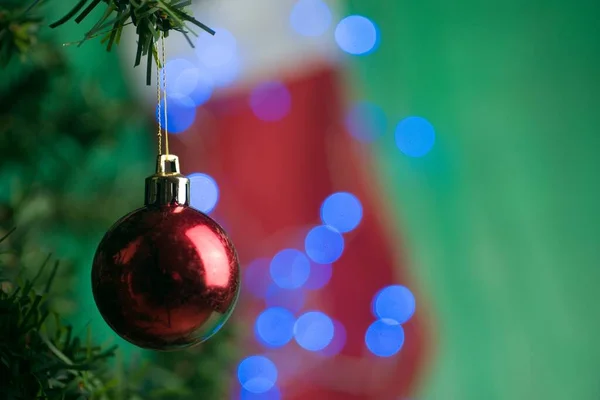 Närbild Bild Röd Jul Dekoration Bakom Ljus — Stockfoto