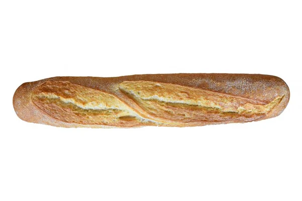 Eine Hochwinkelaufnahme Eines Baguettes Unter Den Lichtern Isoliert Auf Weißem — Stockfoto