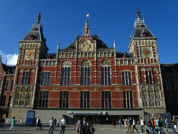 Amsterdam Netherlands Jul 2012 Photo Facade Amsterdam Main Train Station — Stock Photo, Image