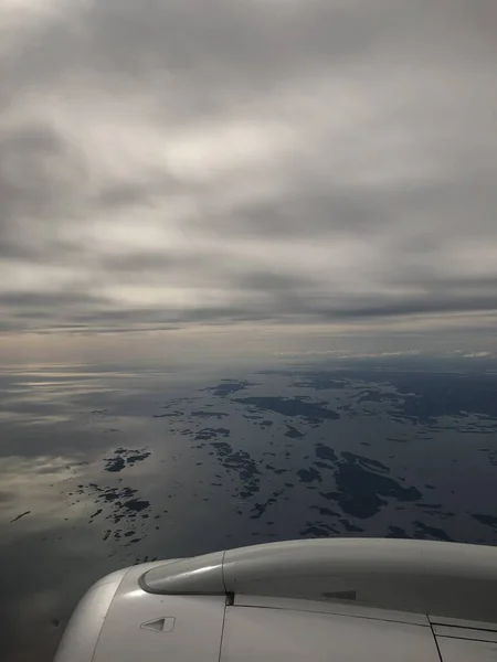 Turbine Avion Sous Ciel Nuageux — Photo