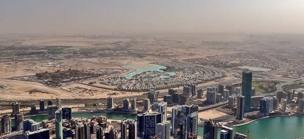 Una Panoramica Dei Moderni Grattacieli Dubai Tramonto — Foto Stock