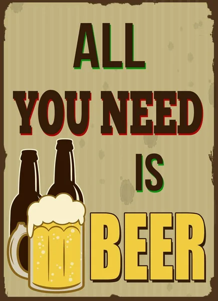 Illustration Poster All You Need Beer Sign — Stock Photo, Image