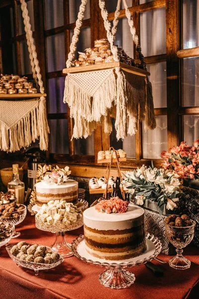 Vertical Shot Dessert Table Various Delicious Pastries Light — Stock Photo, Image