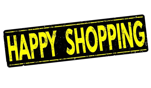 Ilustrace Černé Žluté Cedule Nápisem Šťastné Nakupování Izolované Bílém Pozadí — Stock fotografie
