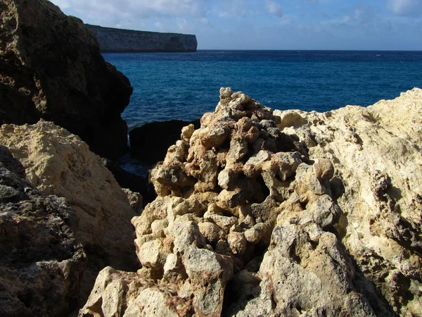 Littoral Rocheux Plage Dans Les Îles Maltaises — Photo
