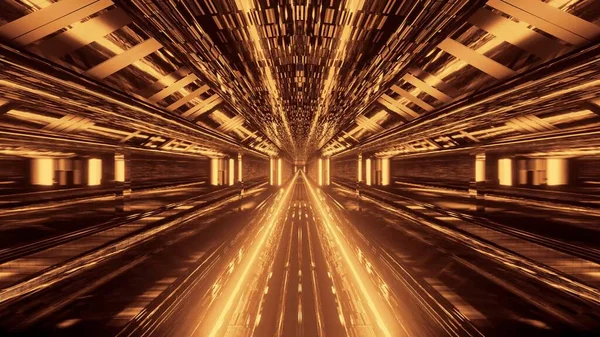 Візуалізація Чудової Ілюстрації Геометричними Формами Золотими Лазерними Ліхтарями — стокове фото