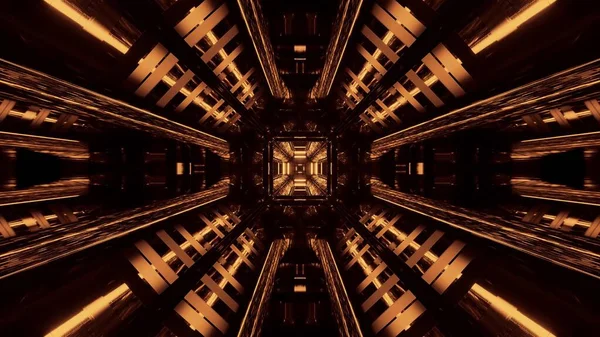 Візуалізація Футуристичної Ілюстрації Абстрактного Геометричного Орнаменту Вогнями — стокове фото