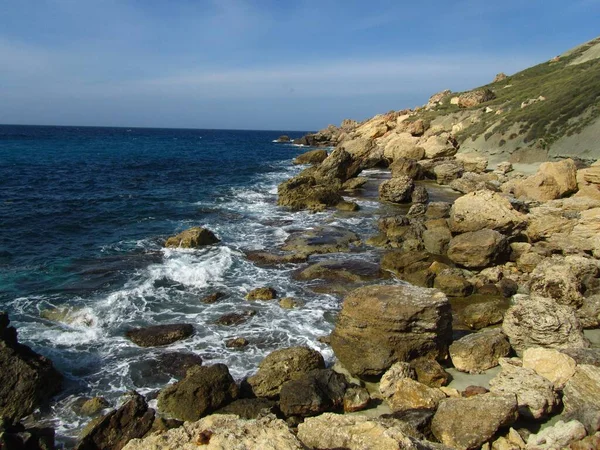 Skaliste Wybrzeże Wysp Maltańskich Malta — Zdjęcie stockowe
