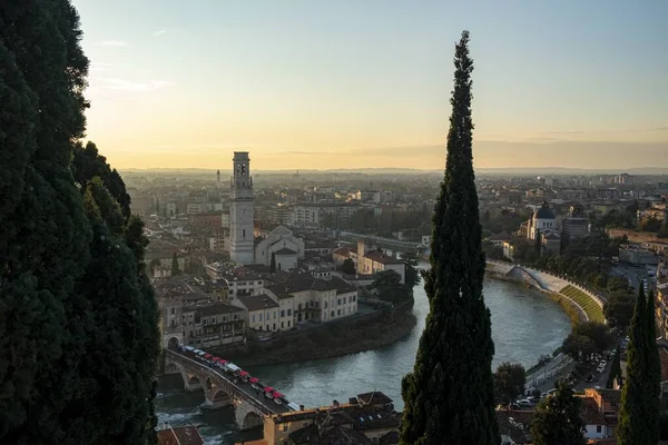 Una Bella Vista Angolo Alto Verona Italia Tramonto — Foto Stock