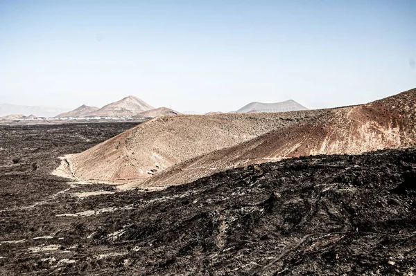Flygbild Ett Vackert Landskap Lanzarote Spanien Solljus — Stockfoto