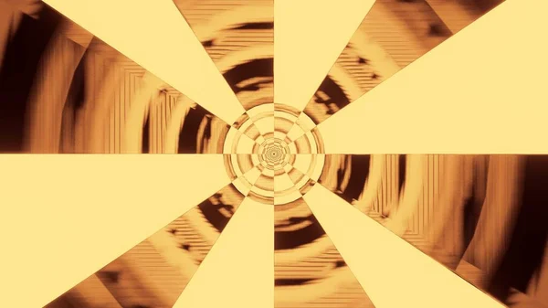 一种带有褐色灯的几何形状的抽象图解的三维绘制 — 图库照片