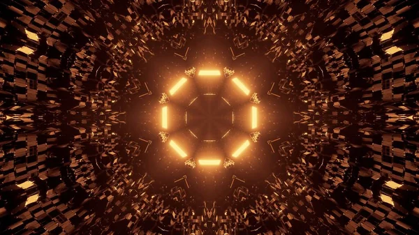 Рендеринг Большой Иллюстрации Геометрическими Формами Золотыми Лазерными Огнями — стоковое фото