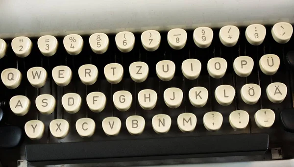 High Angle Shot Antique Typewriter White Surface — Stock Photo, Image
