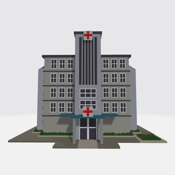 3Dアイソメトリック病院の建物 現代病院の3Dイラスト — ストック写真