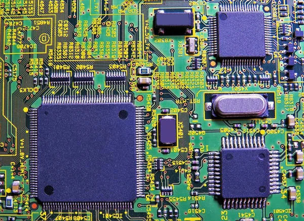 Closeup Shot Electronic Components Printed Circuit Board — Stock Photo, Image