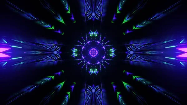 Geometrik Şekilli Renkli Lazer Işıklarlı Geleceksel Bir Illüstrasyonun Boyutlu Görüntüsü — Stok fotoğraf