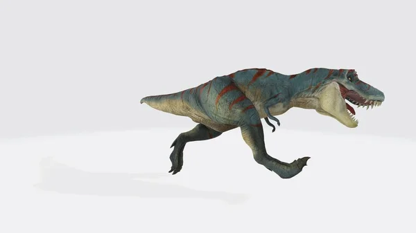 Rendimiento Dinosaurio Trepador Tyrannosaurus Rex Aislado Sobre Fondo Blanco —  Fotos de Stock