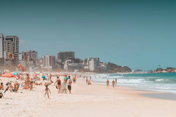 Tiro Incrível Praia Rio Janeiro Cheio Gente — Fotografia de Stock