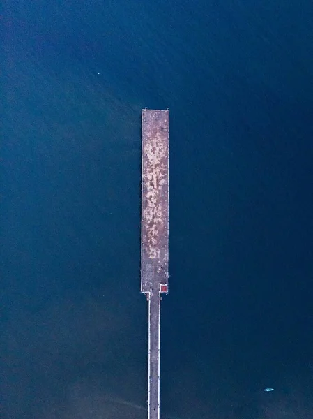 Aerial View Wooden Pier Blue Sea Background — Stock Photo, Image