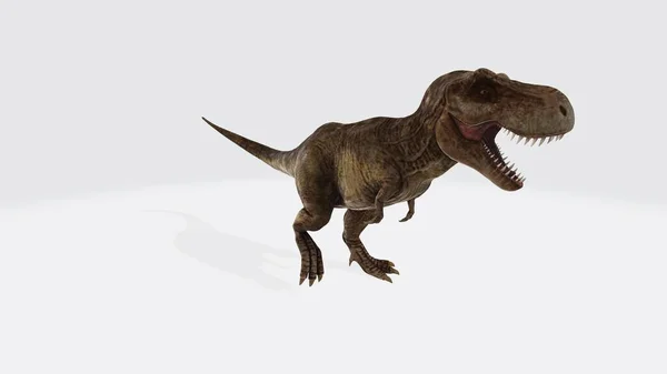 Rendimiento Dinosaurio Trepador Tyrannosaurus Rex Aislado Sobre Fondo Blanco — Foto de Stock