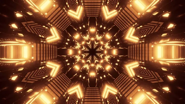 Візуалізація Абстрактної Ілюстрації Геометричних Фігур Золотими Вогнями — стокове фото