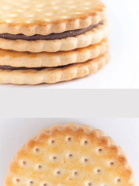 Μια Κάθετη Λήψη Γευστικών Μπισκότων Σοκολάτας Και Από Τις Δύο — Φωτογραφία Αρχείου