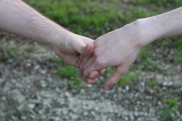 Selective Focus Shot Pair Hands Holding Each Other Concept Love — Stock Photo, Image