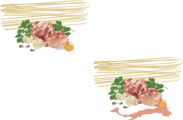 Una Ilustración Pasta Con Sus Ingredientes —  Fotos de Stock