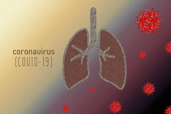 肺とコロナウイルス細胞のイラスト — ストック写真