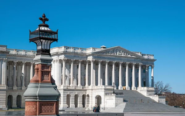 Kongresový Konec Budovy Kapitolu Modrou Oblohou — Stock fotografie