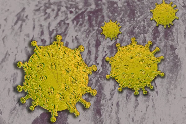 Sebuah Ilustrasi Dari Permukaan Putih Dan Ungu Dengan Virus Coronavirus — Stok Foto