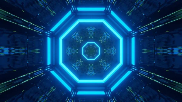 Eine Grafische Darstellung Von Gerenderten Futuristischen Hellblauen Mustern — Stockfoto