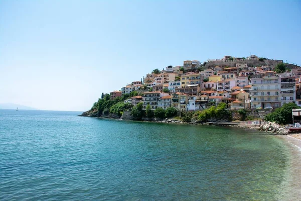 Buildings City Kavala Greece Surrounded Water — Stock Photo, Image