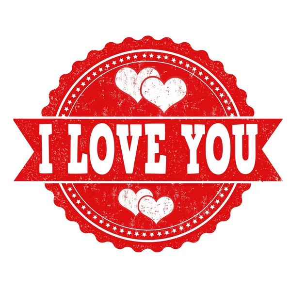 Illustration Red Love You Sign Stamp Isolated White Background — Stock Photo, Image