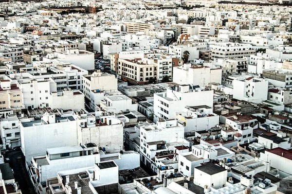 Disparo Aéreo Apartamentos Blancos Lanzarote España Día Soleado —  Fotos de Stock