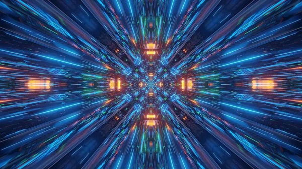Тривимірне Відображення Абстрактної Ілюстрації Геометричних Фігур Барвистими Неоновими Вогнями — стокове фото