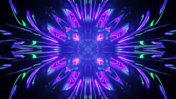 Рендеринг Большой Иллюстрации Геометрическими Формами Красочными Лазерными Огнями — стоковое фото