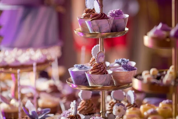 Tiro Close Lanches Doces Uma Mesa Eventos — Fotografia de Stock