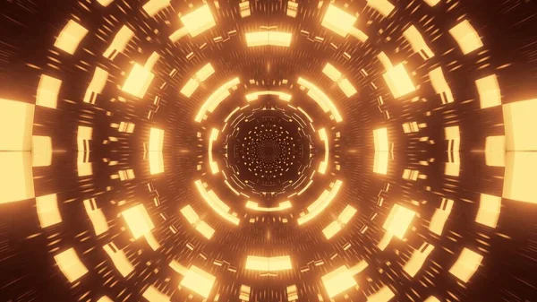 Renderelés Absztrakt Futurisztikus Háttér Ragyogó Neon Arany Fények — Stock Fotó