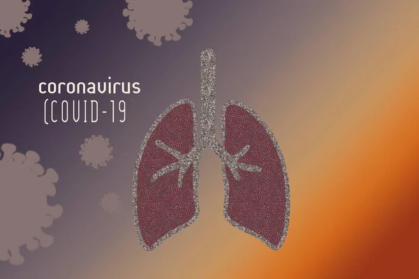 Coronavirus Hücrelerinin Akciğerlerinin Çizimi — Stok fotoğraf