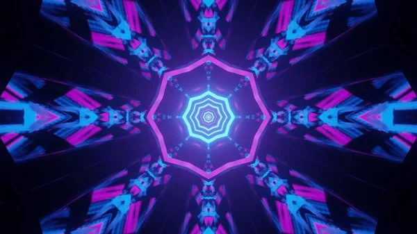 未来的な紫と青の幾何学的オブジェクトとパターンをレンダリングされた3Dのグラフィックイラスト — ストック写真