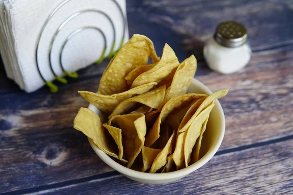 Foto Cierre Gran Angular Tostadas Chips Chips Tortilla Botana Merienda — Foto de Stock