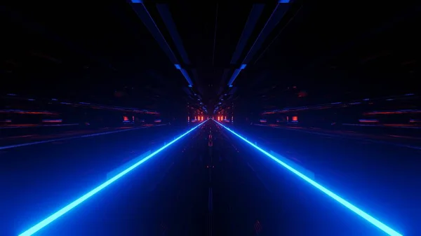 Rendu Une Illustration Couloir Tunnel Scifi Futuriste Avec Jolies Lumières — Photo